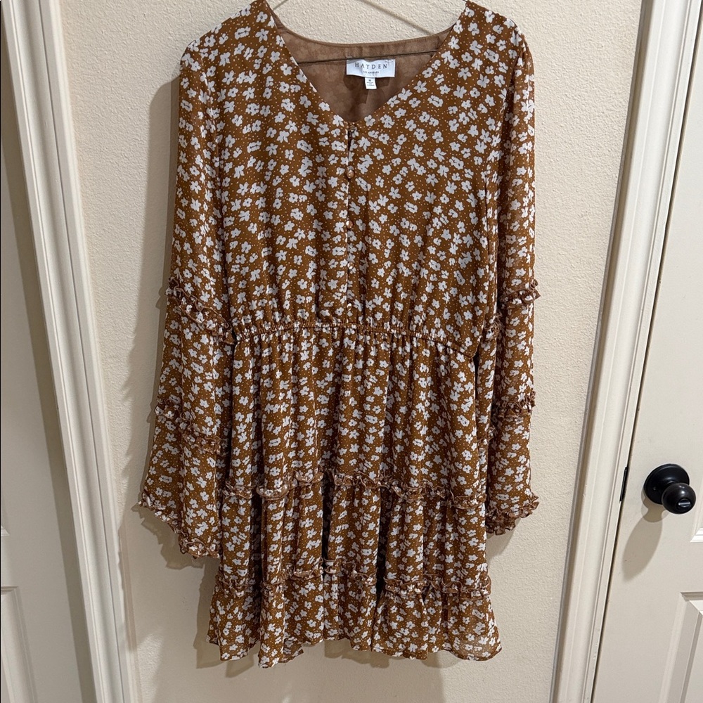 Hayden Brown Floral Tiered Mini Dress